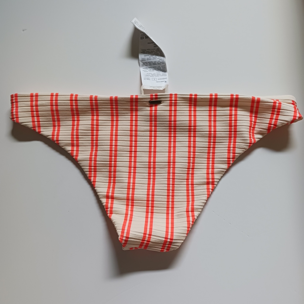 3X$30  Rip Curl  Women Cream Orange Bathing  Bikini Bottom Brief SZ S NWOT